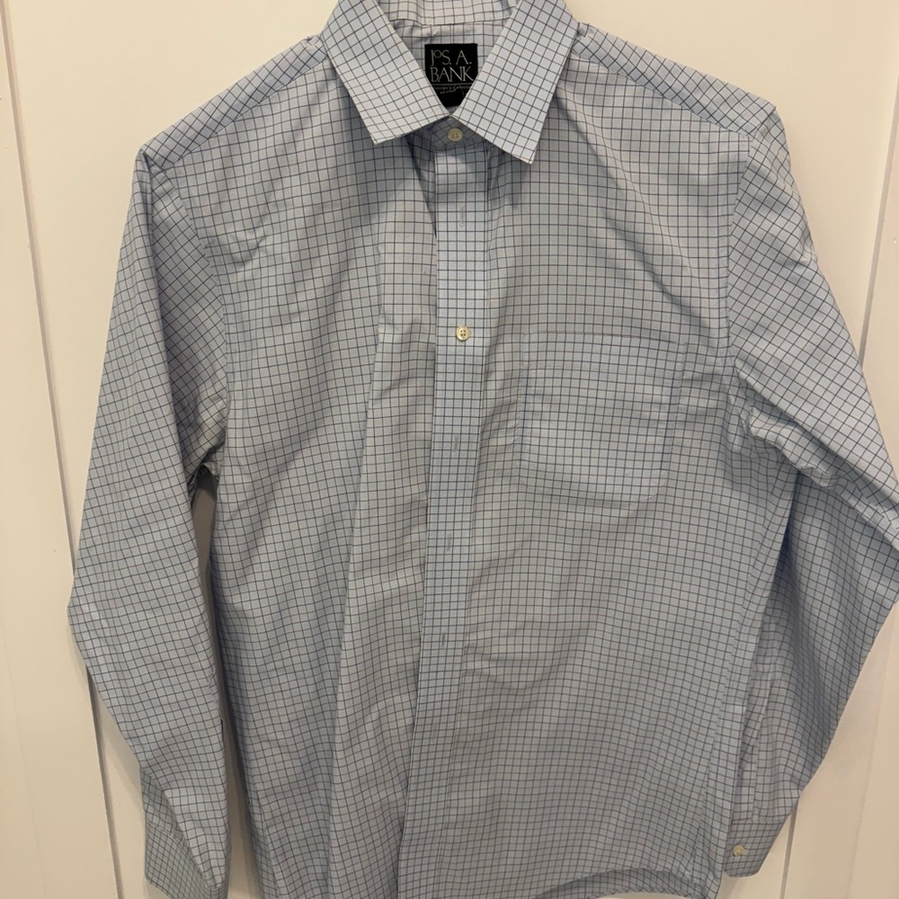 Jos. A. Bank Men's Light Blue Grid Dress Shirt